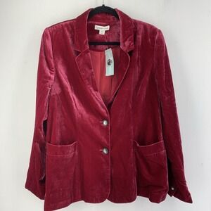 Coldwater Creek Womens 14 Cranberry Red Velvet Jacket Money Luxe Party NEW